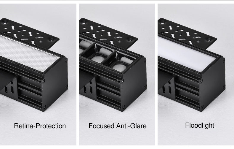 Plafonnier LED intelligent linéaire encastré minimaliste - Confort visuel avec design optique anti-éblouissement pour bureau à domicile 