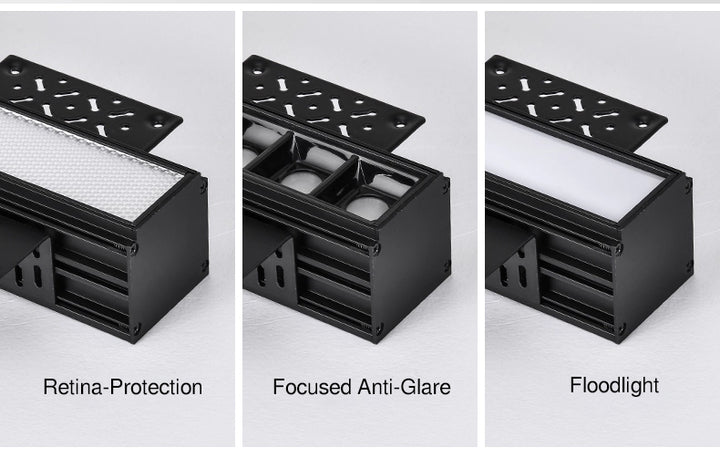 Plafonnier LED intelligent linéaire encastré minimaliste - Confort visuel avec design optique anti-éblouissement pour bureau à domicile 