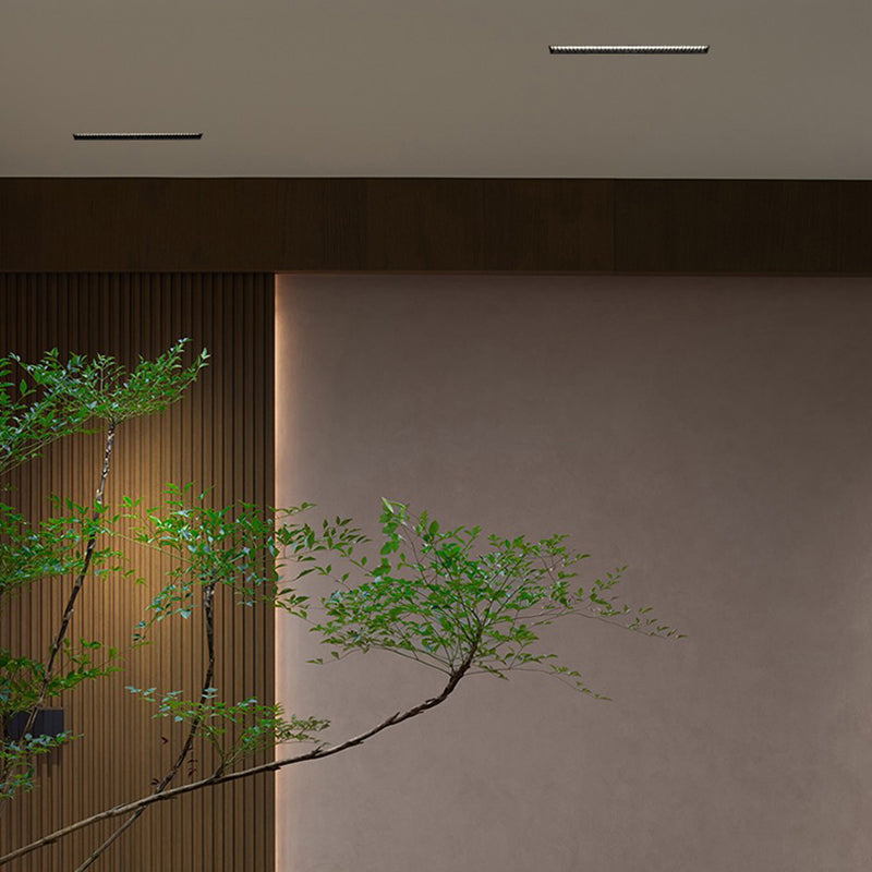 Plafonnier LED intelligent linéaire encastré minimaliste - Confort visuel avec design optique anti-éblouissement pour bureau à domicile 