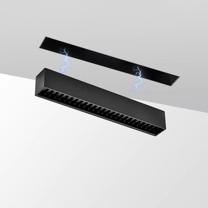 Plafonnier LED intelligent linéaire encastré minimaliste - Confort visuel avec design optique anti-éblouissement pour bureau à domicile 