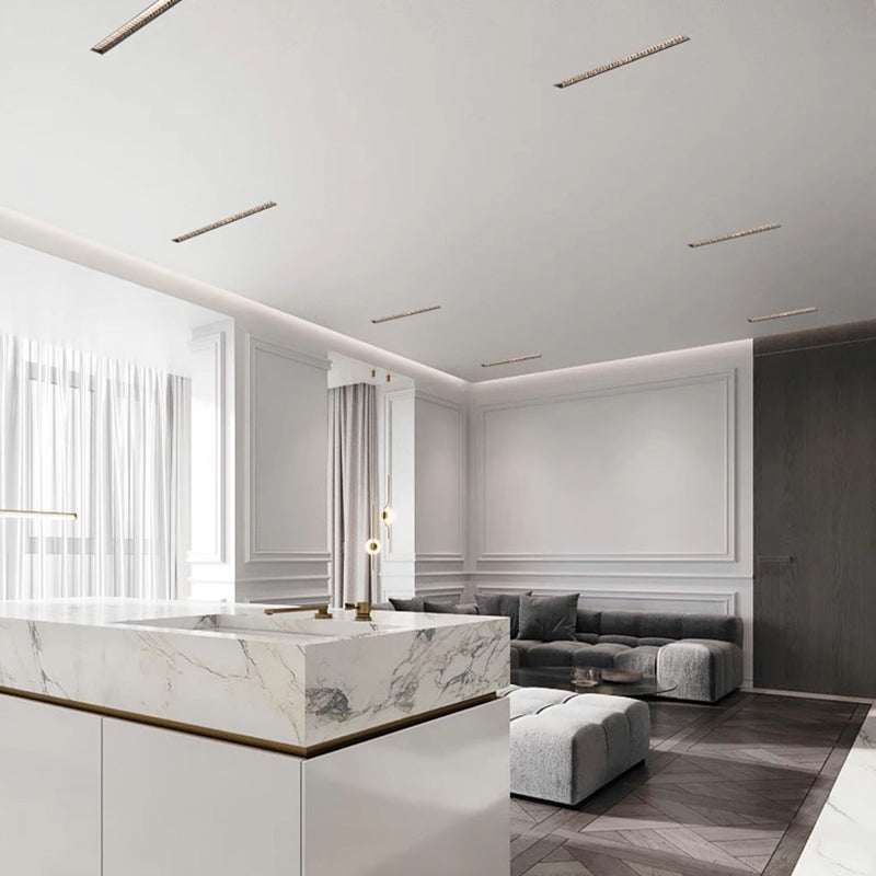 Minimalist Recessed Linear Smart LED Flush Mount Ceiling Light - Eye-Comfort With Anti-Glare Optical Design For Home Office