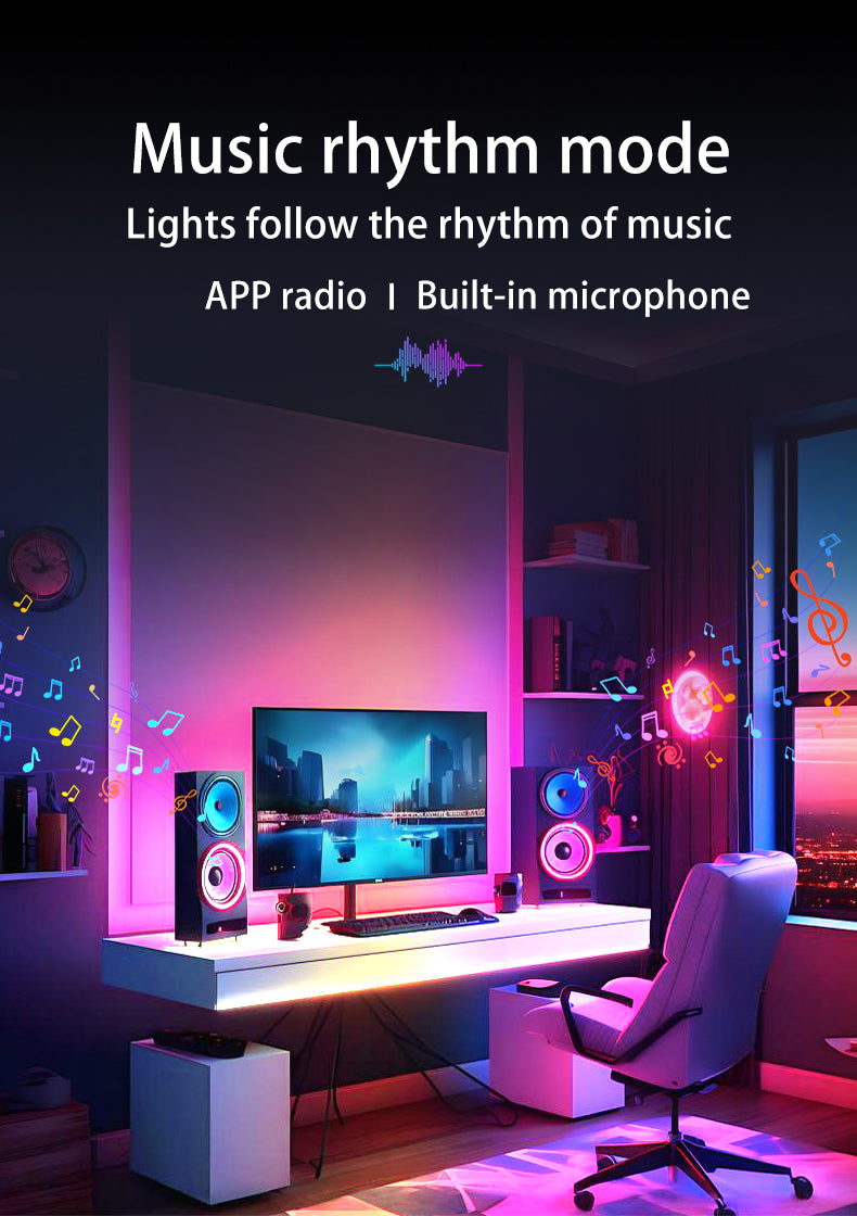 RGB Smart Linear Pendant Light - Aluminum Frame Dynamic Effect For Entertainment Room