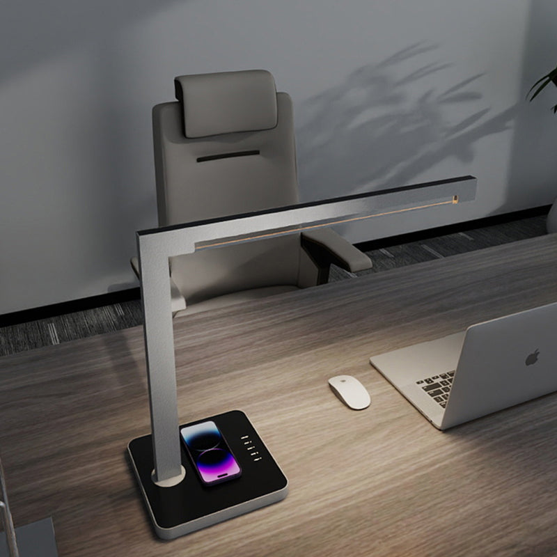 Aluminum LED Desk Lamp With Wireless Charger - Rotatable Eye-Protection Lamp For Study