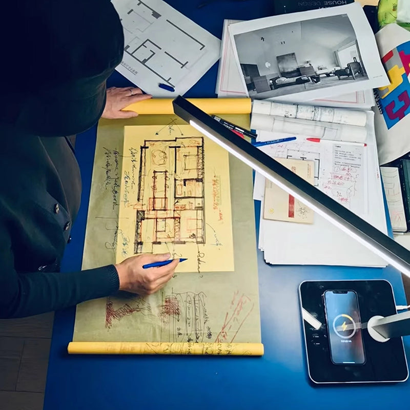 Aluminum LED Desk Lamp With Wireless Charger - Rotatable Eye-Protection Lamp For Study