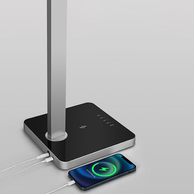 Aluminum LED Desk Lamp With Wireless Charger - Rotatable Eye-Protection Lamp For Study