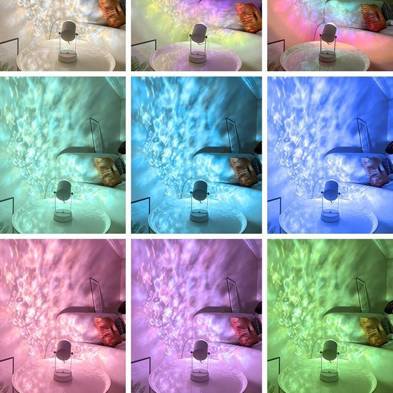 Modern Simplicity USB Water Ripple Cylinder Iron PVC LED Ambient Table Lamp For Bedroom