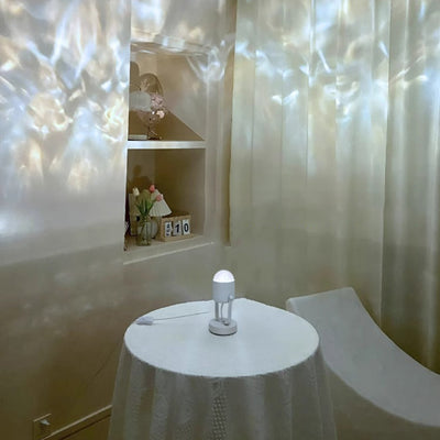 Modern Simplicity USB Water Ripple Cylinder Iron PVC LED Ambient Table Lamp For Bedroom