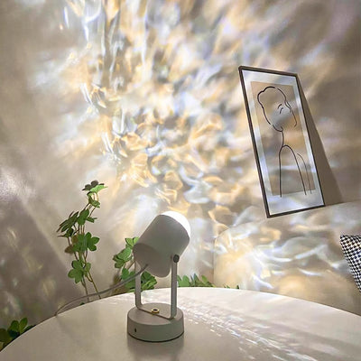 Modern Simplicity USB Water Ripple Cylinder Iron PVC LED Ambient Table Lamp For Bedroom