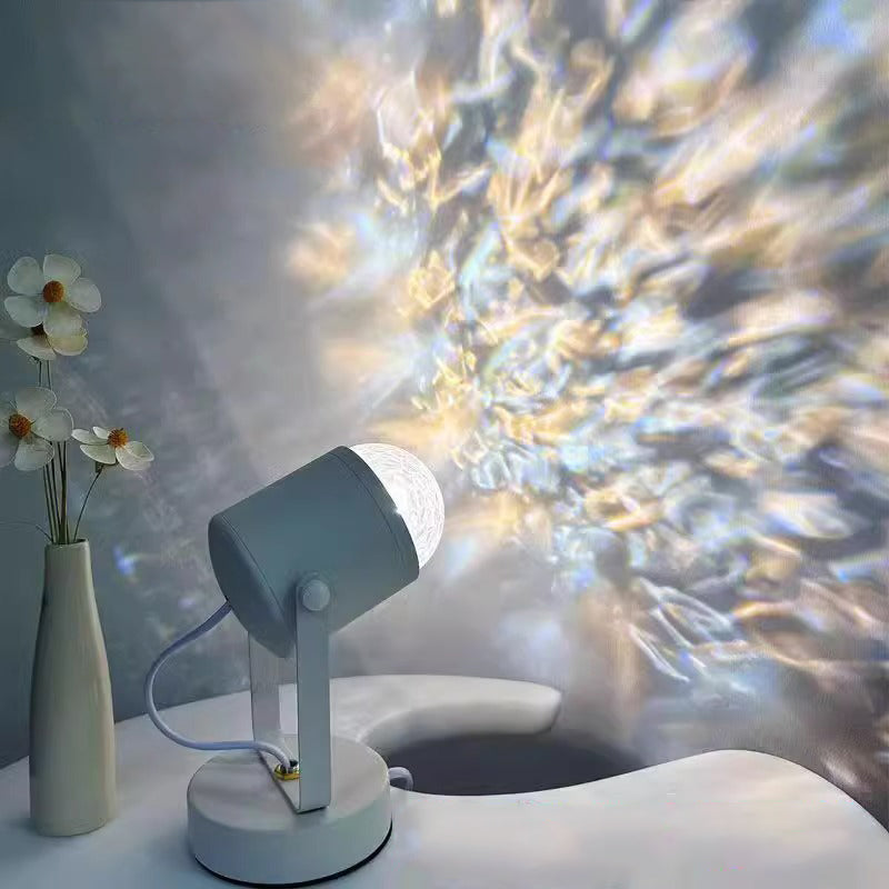 Modern Simplicity USB Water Ripple Cylinder Iron PVC LED Ambient Table Lamp For Bedroom