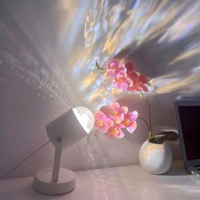 Modern Simplicity USB Water Ripple Cylinder Iron PVC LED Ambient Table Lamp For Bedroom