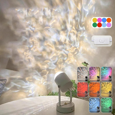 Modern Simplicity USB Water Ripple Cylinder Iron PVC LED Ambient Table Lamp For Bedroom