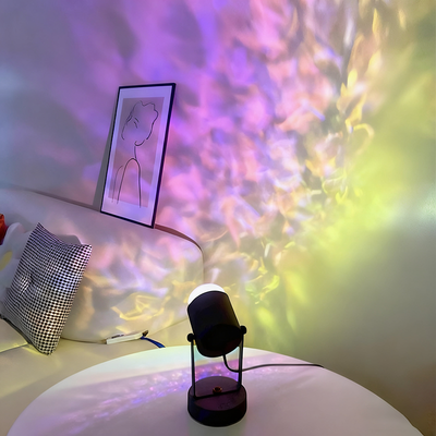 Modern Simplicity USB Water Ripple Cylinder Iron PVC LED Ambient Table Lamp For Bedroom