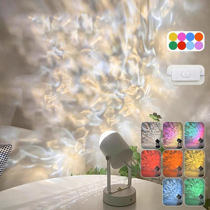 Modern Simplicity USB Water Ripple Cylinder Iron PVC LED Ambient Table Lamp For Bedroom