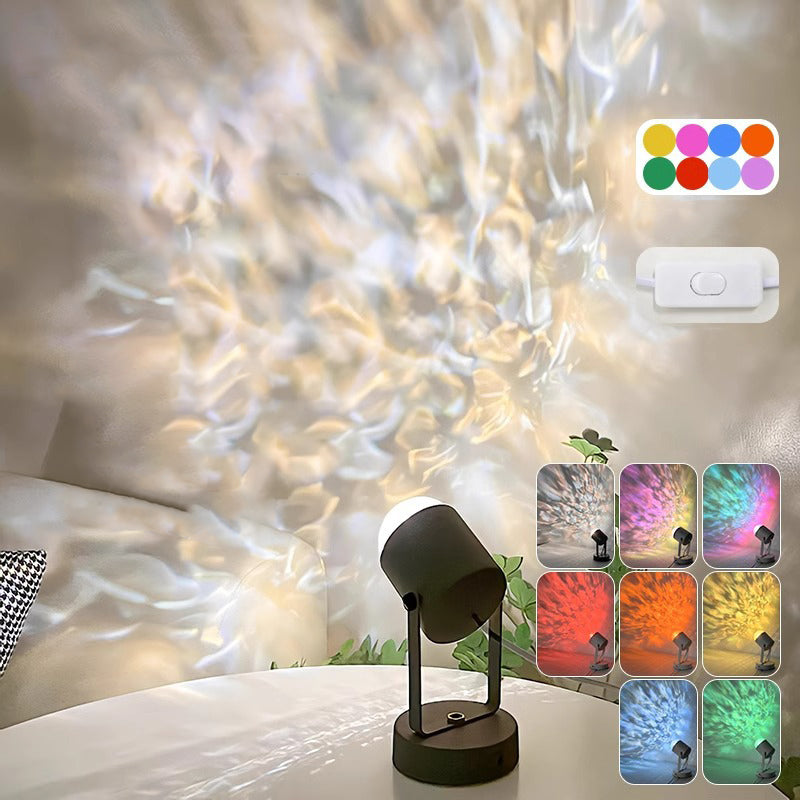 Modern Simplicity USB Water Ripple Cylinder Iron PVC LED Ambient Table Lamp For Bedroom