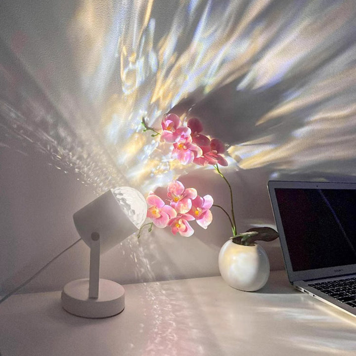 Moderne Einfachheit USB Wasserwellen-Zylinder Eisen PVC LED Ambient Tischlampe für Schlafzimmer 