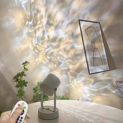 Modern Simplicity USB Water Ripple Cylinder Iron PVC LED Ambient Table Lamp For Bedroom