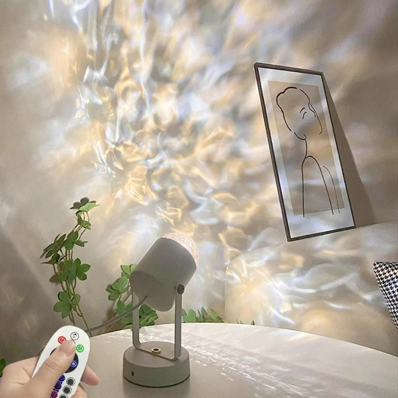 Modern Simplicity USB Water Ripple Cylinder Iron PVC LED Ambient Table Lamp For Bedroom