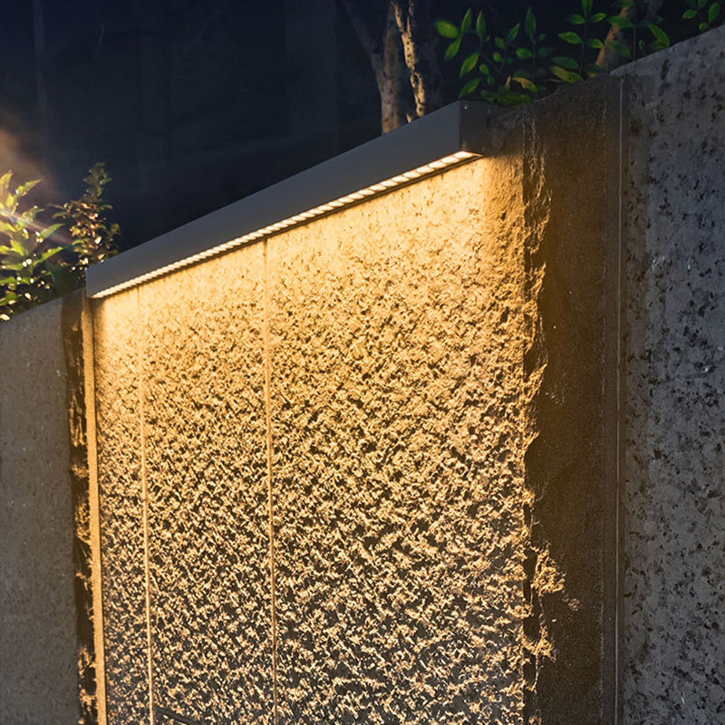 Modern Minimalist Solar Waterproof Strip Aluminum Tempered Glass Wall Washer LED Wall Sconce Lamp For Outdoor Patio