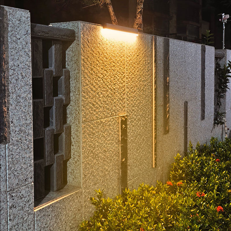 Modern Minimalist Solar Waterproof Strip Aluminum Tempered Glass Wall Washer LED Wall Sconce Lamp For Outdoor Patio