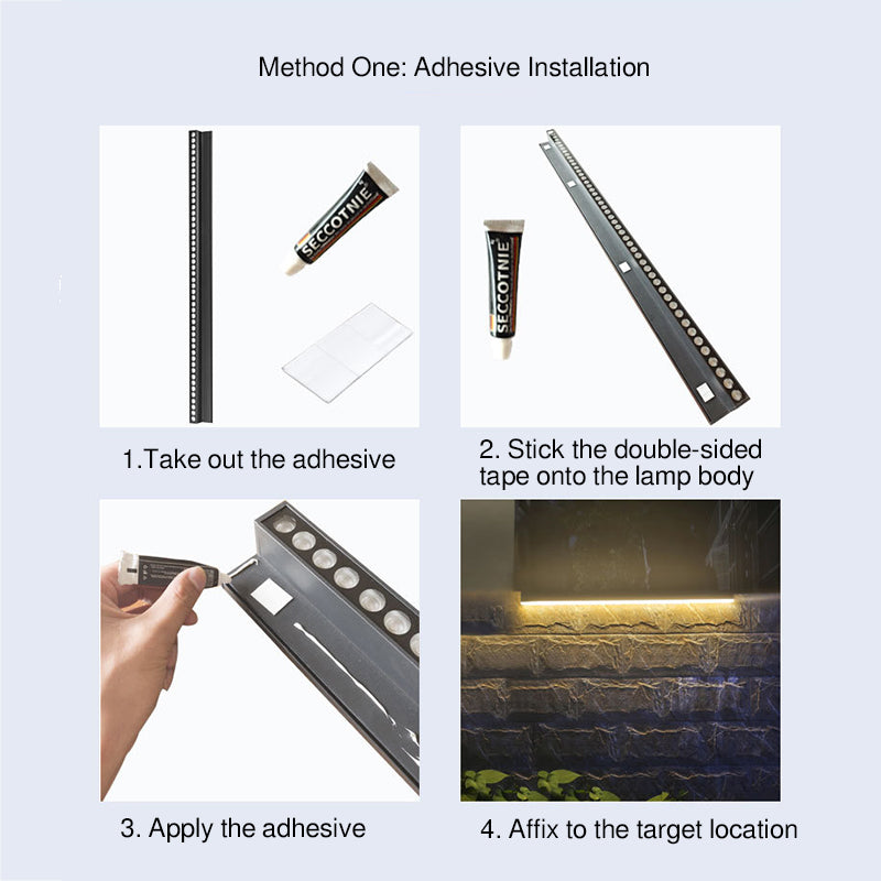 Modern Minimalist Solar Waterproof Strip Aluminum Tempered Glass Wall Washer LED Wall Sconce Lamp For Outdoor Patio