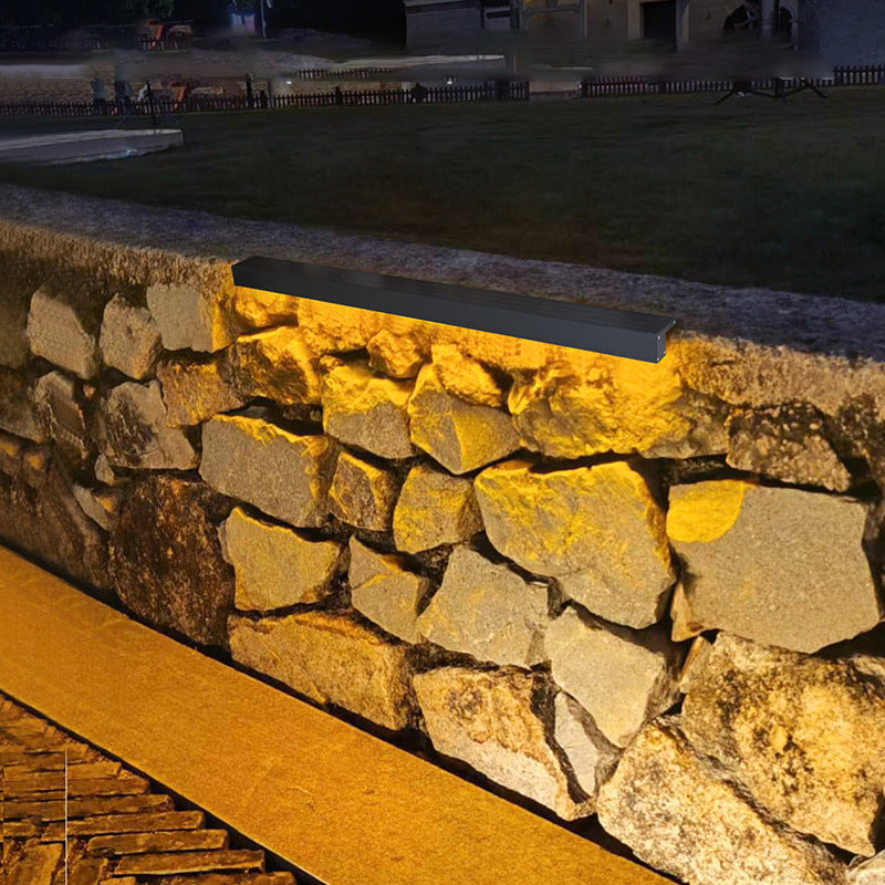 Modern Minimalist Solar Waterproof Strip Aluminum Tempered Glass Wall Washer LED Wall Sconce Lamp For Outdoor Patio