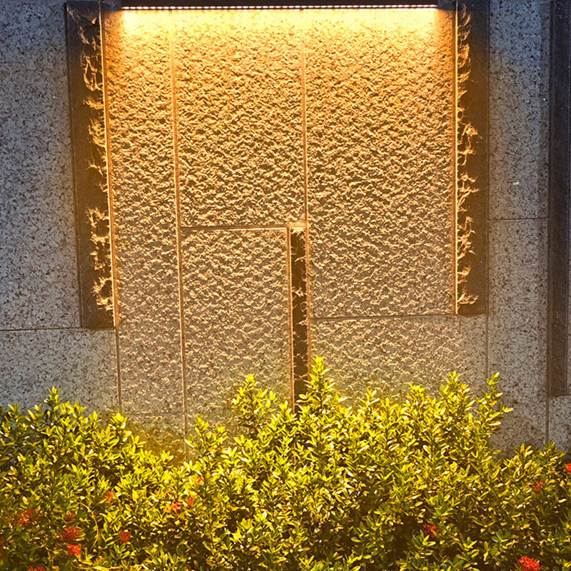 Modern Minimalist Solar Waterproof Strip Aluminum Tempered Glass Wall Washer LED Wall Sconce Lamp For Outdoor Patio
