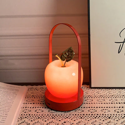 Modern Art Deco USB Rechargeable Apple Iron Glass Portable LED Table Lamp Night Light For Bedroom