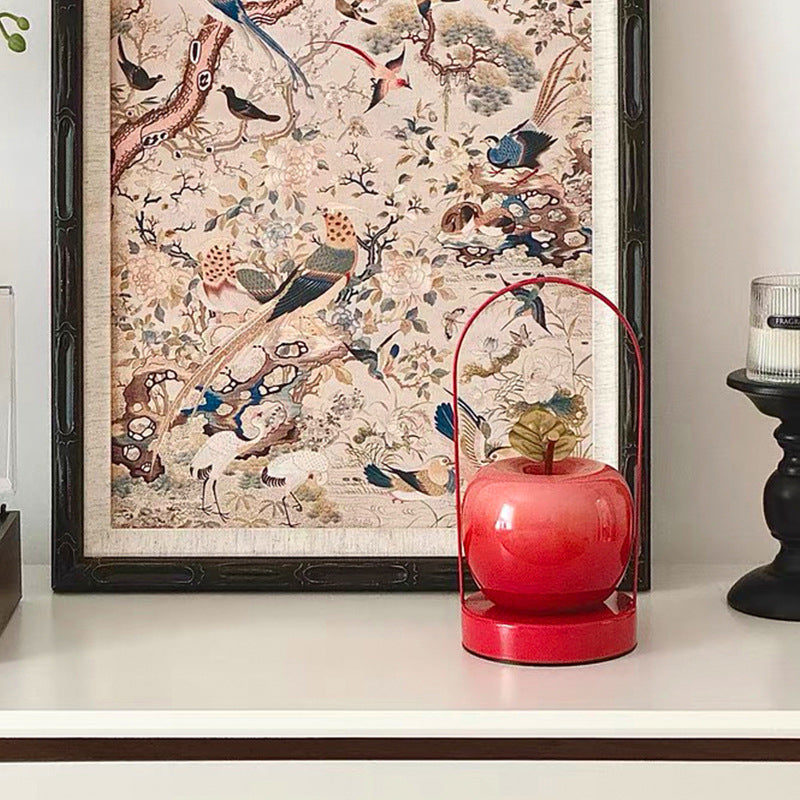 Modern Art Deco USB Rechargeable Apple Iron Glass Portable LED Table Lamp Night Light For Bedroom