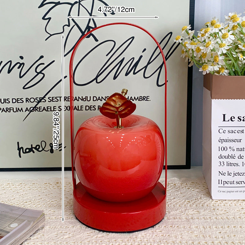 Modern Art Deco USB Rechargeable Apple Iron Glass Portable LED Table Lamp Night Light For Bedroom