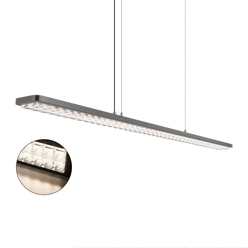 Rechteckige LED-Pendelleuchte aus Aluminium für Kinderzimmer und Arbeitszimmer – augenschonendes, schattenfreies Klaviergitter-Licht für Lernen &amp; Homeoffice 