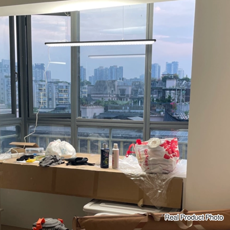Rechteckige LED-Pendelleuchte aus Aluminium für Kinderzimmer und Arbeitszimmer – augenschonendes, schattenfreies Klaviergitter-Licht für Lernen &amp; Homeoffice 
