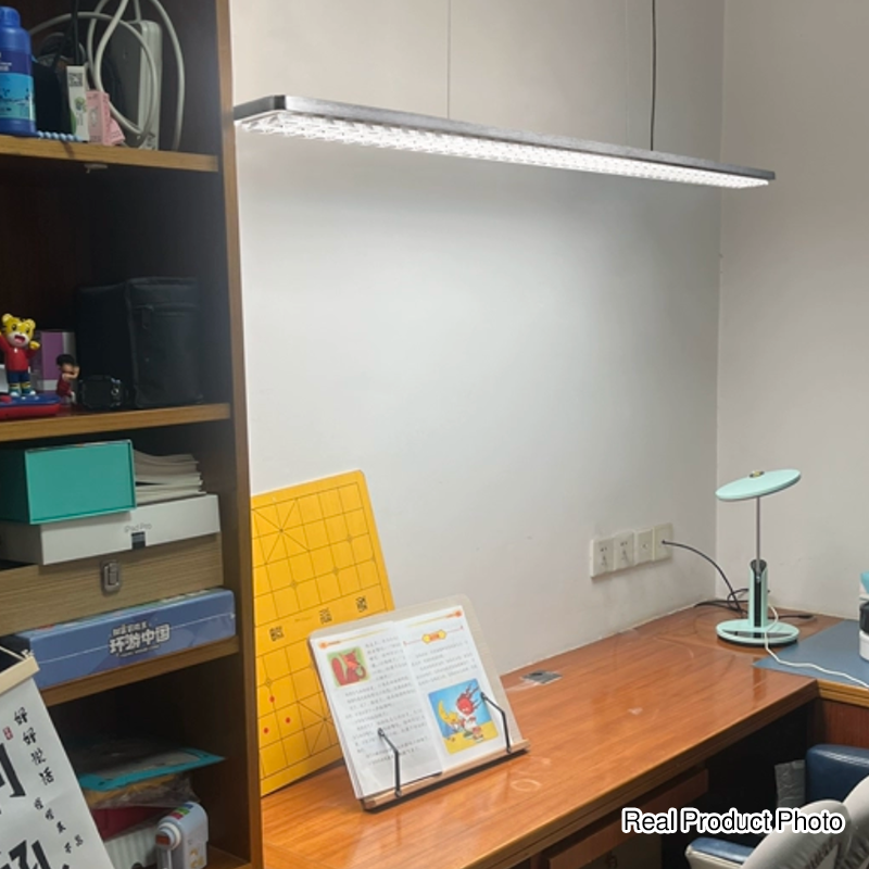 Rechteckige LED-Pendelleuchte aus Aluminium für Kinderzimmer und Arbeitszimmer – augenschonendes, schattenfreies Klaviergitter-Licht für Lernen &amp; Homeoffice 