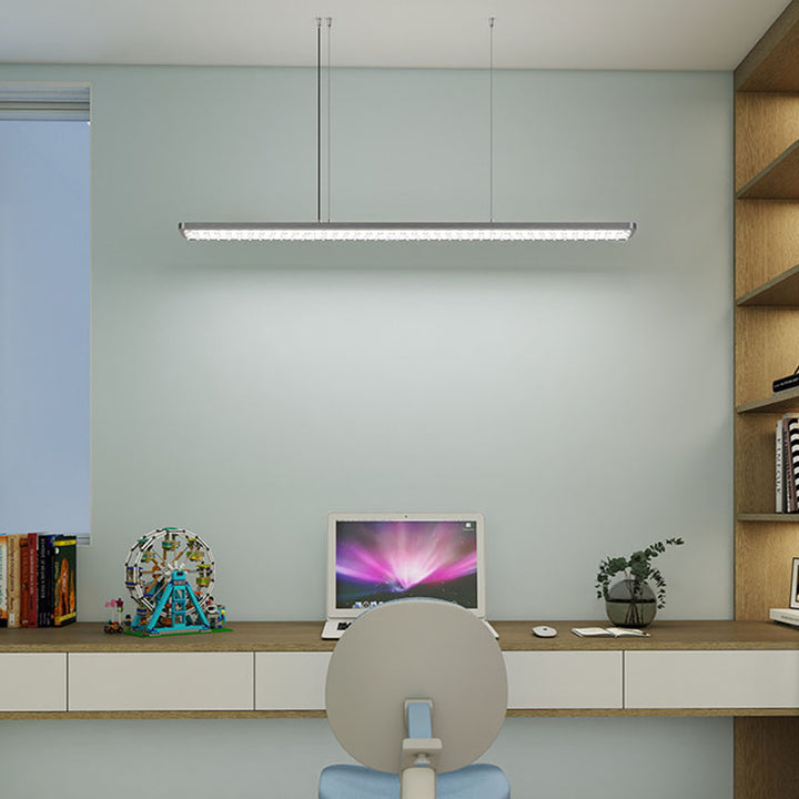 Rechteckige LED-Pendelleuchte aus Aluminium für Kinderzimmer und Arbeitszimmer – augenschonendes, schattenfreies Klaviergitter-Licht für Lernen &amp; Homeoffice 