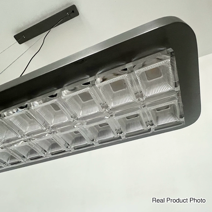 Rechteckige LED-Pendelleuchte aus Aluminium für Kinderzimmer und Arbeitszimmer – augenschonendes, schattenfreies Klaviergitter-Licht für Lernen &amp; Homeoffice 