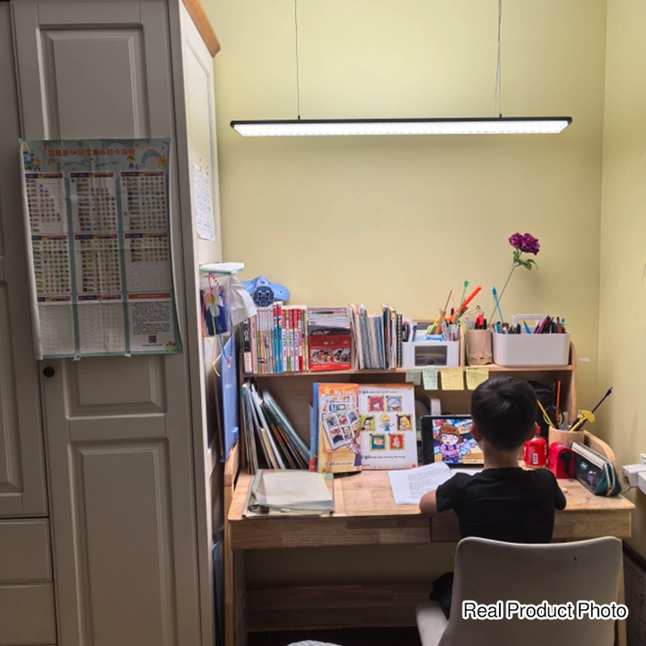 Rechteckige LED-Pendelleuchte aus Aluminium für Kinderzimmer und Arbeitszimmer – augenschonendes, schattenfreies Klaviergitter-Licht für Lernen &amp; Homeoffice 