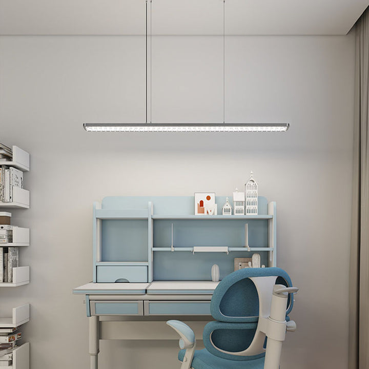 Rechteckige LED-Pendelleuchte aus Aluminium für Kinderzimmer und Arbeitszimmer – augenschonendes, schattenfreies Klaviergitter-Licht für Lernen &amp; Homeoffice 