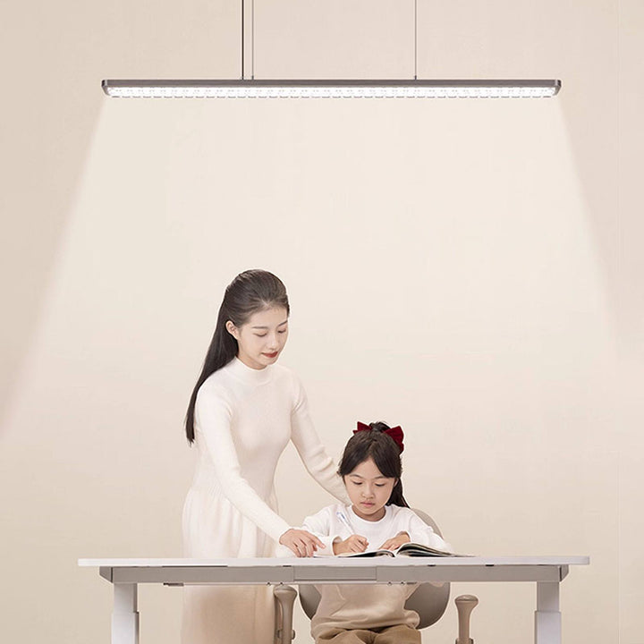 Rechteckige LED-Pendelleuchte aus Aluminium für Kinderzimmer und Arbeitszimmer – augenschonendes, schattenfreies Klaviergitter-Licht für Lernen &amp; Homeoffice 