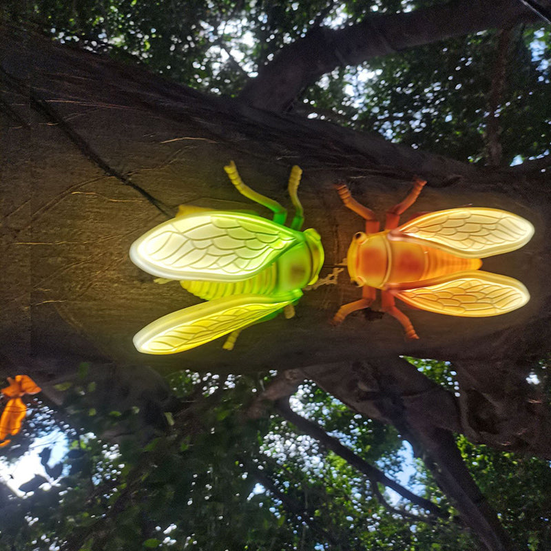Waterproof Art Deco Animated Cicada LED Outdoor Light Landscape Lighting - With Flapping Wings &amp; Sound For Garden