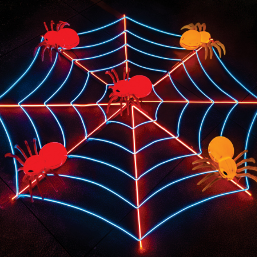 Art Deco Waterproof Animated Spider &amp; Web LED Outdoor Light - Crawling Motion &amp; Sound For Garden Halloween Decor