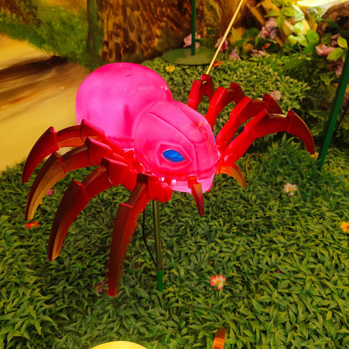Art Deco Waterproof Animated Spider &amp; Web LED Outdoor Light - Crawling Motion &amp; Sound For Garden Halloween Decor