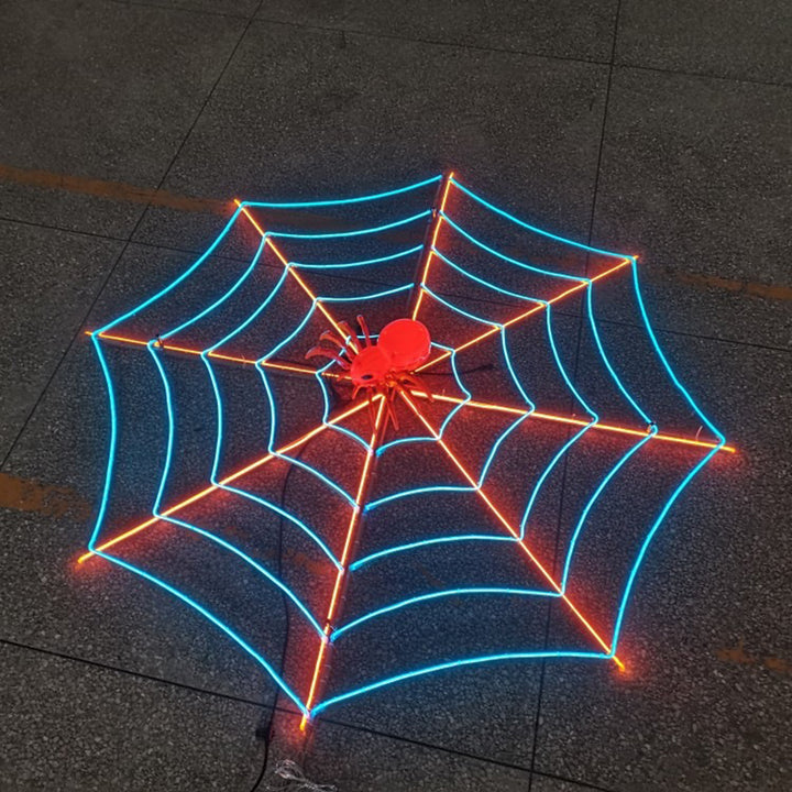 Art Deco Waterproof Animated Spider &amp; Web LED Outdoor Light - Crawling Motion &amp; Sound For Garden Halloween Decor