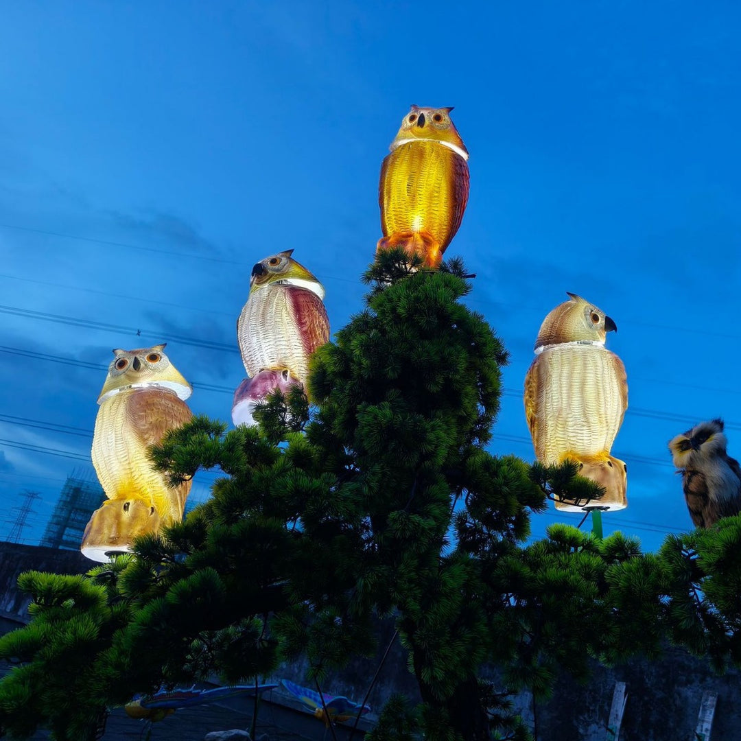 Creative Waterproof Animated Owl LED Outdoor Light - Rotating Head Landscape Decor For Garden