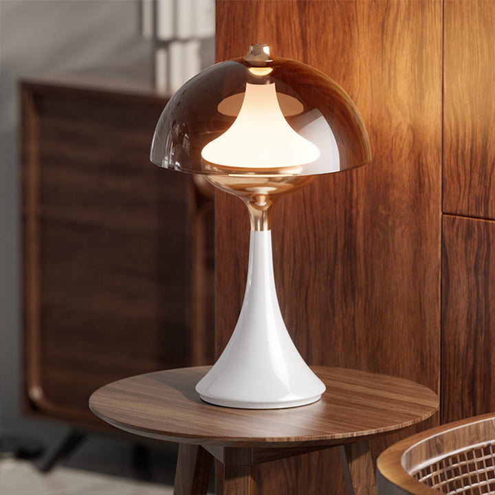 Modern 3-Level Dimming Table Lamp - Semicircle LED Ambient Light Aluminum Cone Base Bedside Lamp For Bedroom