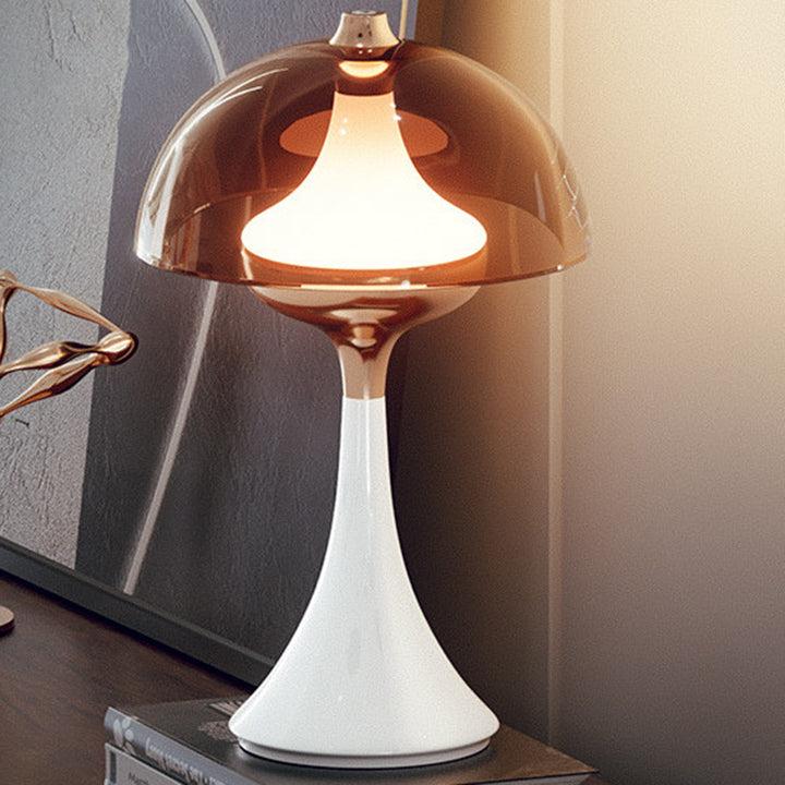 Modern 3-Level Dimming Table Lamp - Semicircle LED Ambient Light Aluminum Cone Base Bedside Lamp For Bedroom