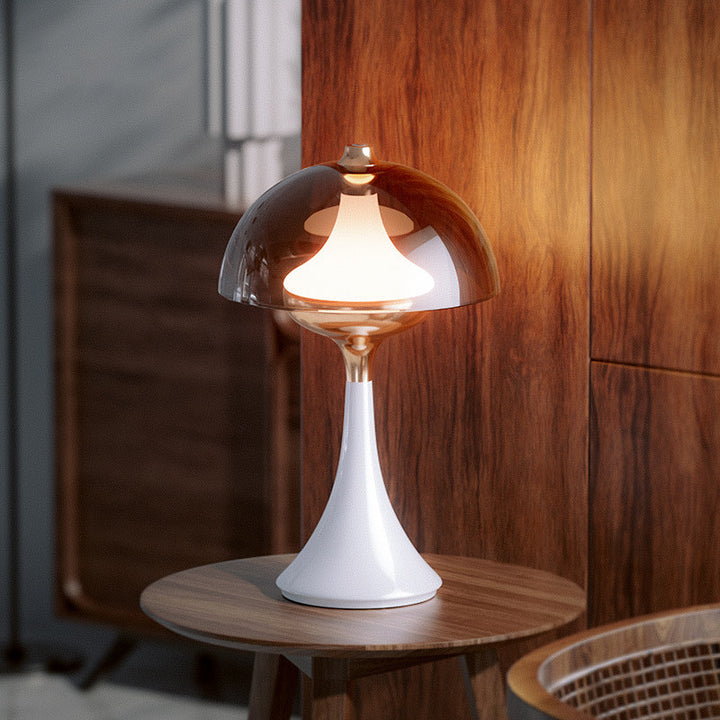 Modern 3-Level Dimming Table Lamp - Semicircle LED Ambient Light Aluminum Cone Base Bedside Lamp For Bedroom
