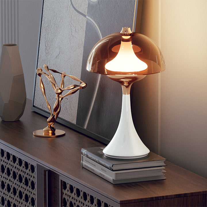 Modern 3-Level Dimming Table Lamp - Semicircle LED Ambient Light Aluminum Cone Base Bedside Lamp For Bedroom