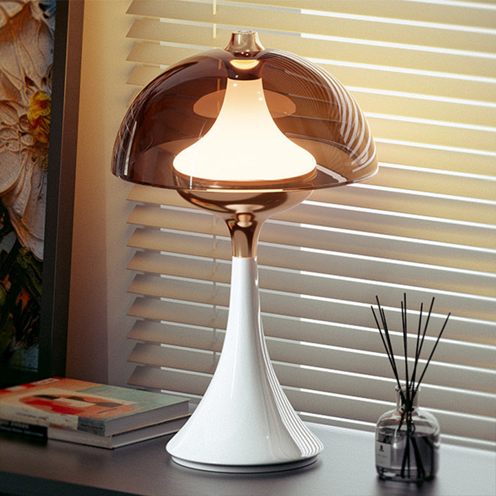 Modern 3-Level Dimming Table Lamp - Semicircle LED Ambient Light Aluminum Cone Base Bedside Lamp For Bedroom