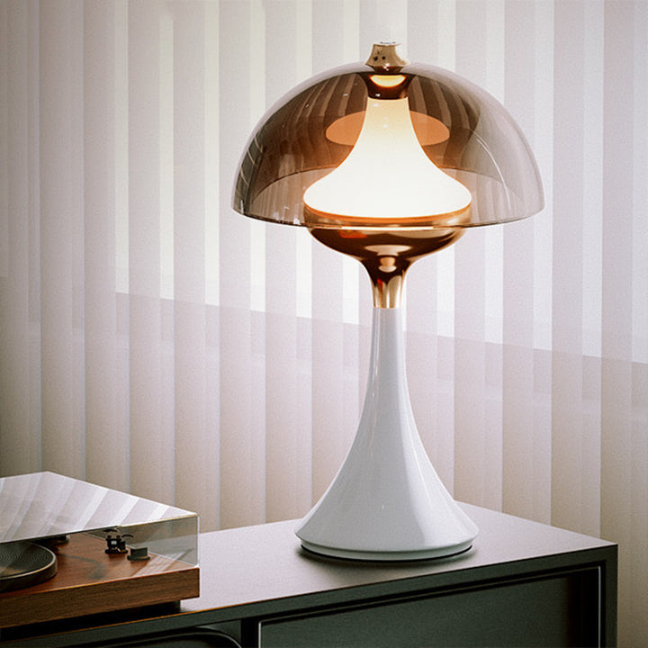 Modern 3-Level Dimming Table Lamp - Semicircle LED Ambient Light Aluminum Cone Base Bedside Lamp For Bedroom