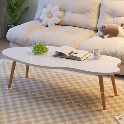 Modern Minimalist Metal & Wood Irregular Cloud-Shaped Coffee Table For Living Room