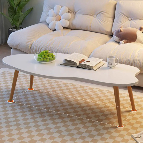 Modern Minimalist Metal & Wood Irregular Cloud-Shaped Coffee Table For Living Room